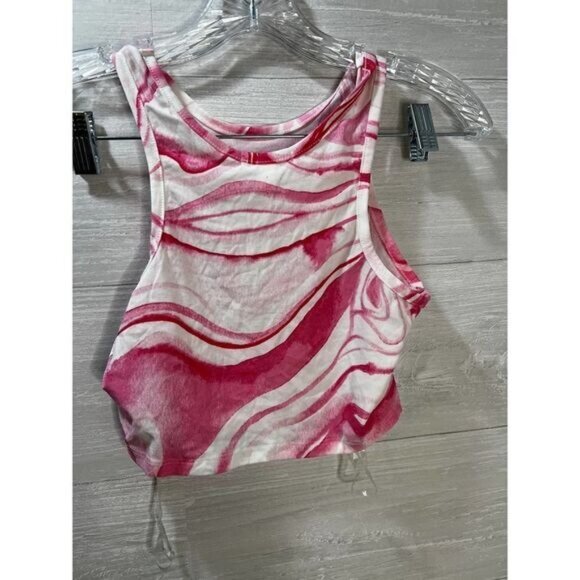 NEW Derek Heart Print Marble‎ Tank Top Cropped Small - Picture 2 of 4